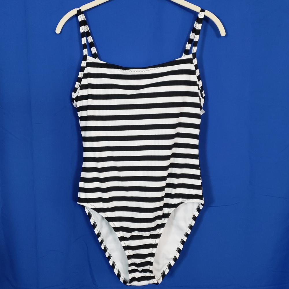Kona Sol Swimsuit Black and White Stripes Design Med (8/10)